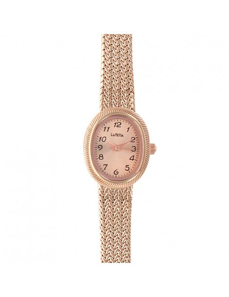 Montre Lutetia, métal doré rose, chiffres arabes et bracelet style tressé 750130DR Lutetia 69,90 €