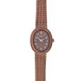 Lutetia watch, chocolate-colored metal and braided style bracelet