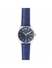 Lutetia Uhr mit Datumsanzeige, Metallgehäuse, Kroko-Optik blaues Band 750149SB Lutetia 79,90 €