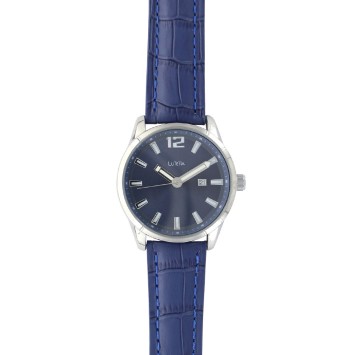 Reloj Lutetia con dato, caja de metal, correa de cocodrilo azul. 750149SB Lutetia 79,90 €