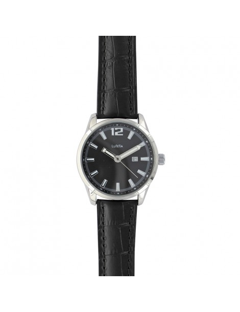 Montre Lutetia avec dato, boîtier métal, bracelet noir aspect croco 750149SN Lutetia 79,90 €
