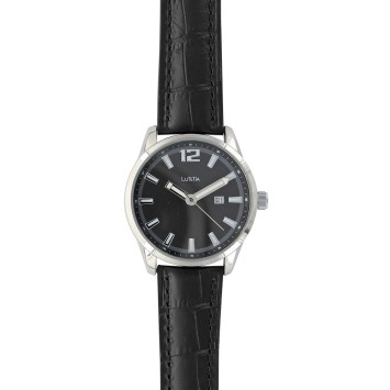 Montre Lutetia avec dato, boîtier métal, bracelet noir aspect croco 750149SN Lutetia 79,90 €