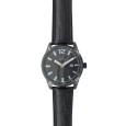 Lutetia Uhr mit Datumsanzeige, schwarzes Gehäuse, schwarzes Armband im Krokodil-Look
