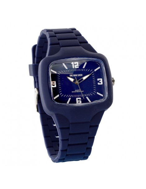 Reloj One Man Show, rectángulo, pulsera de silicona azul marino. 752640BL One Man Show 18,90 €