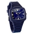 One Man Show watch, rectangle, navy blue silicone bracelet