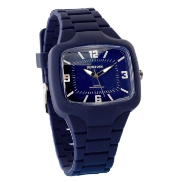 Reloj One Man Show, rectángulo, pulsera de silicona azul marino. 752640BL One Man Show 18,90 €