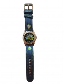 Hot Wheels watch, metal case, blue jean effect synthetic strap