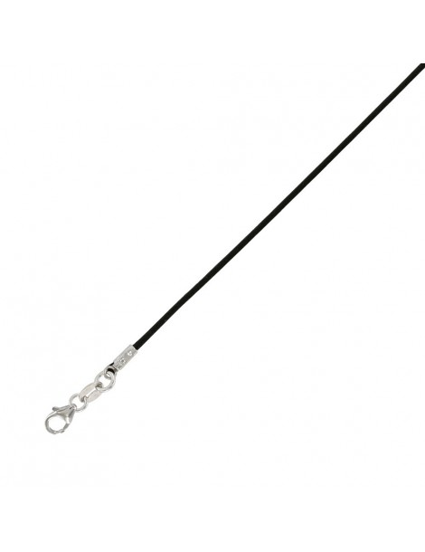 Bracelet for children in cotton with silver clasp rhodium - Black
