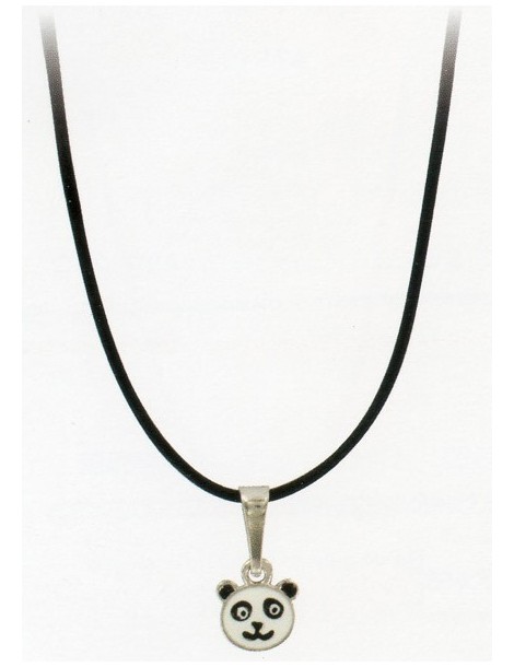 Bracelet for children in cotton with silver clasp rhodium - Black