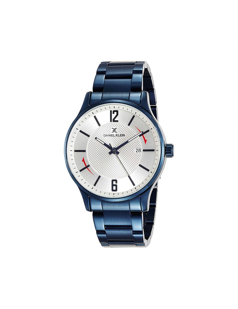 Reloj para hombre Daniel Klein Premium, caja azul y esfera plateada.