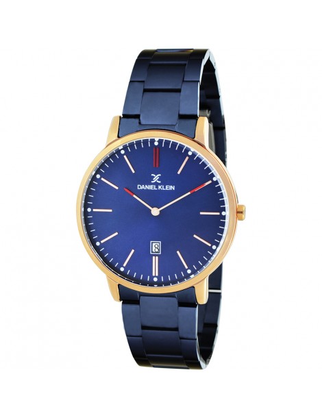 Reloj para hombre Daniel Klein Fiord, caja de oro rosa, brazalete azul