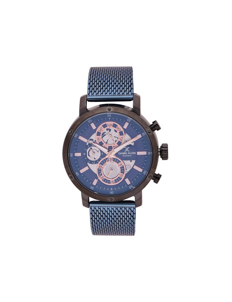 Daniel Klein Exclusive men's watch, blue metal dial and bracelet