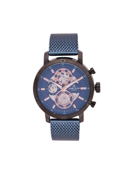 Reloj exclusivo para hombre Daniel Klein, esfera y pulsera de metal azul.