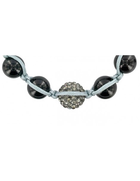 Schwarzes Shamballa-Armband mit Kristallkugel und Onyxkugeln