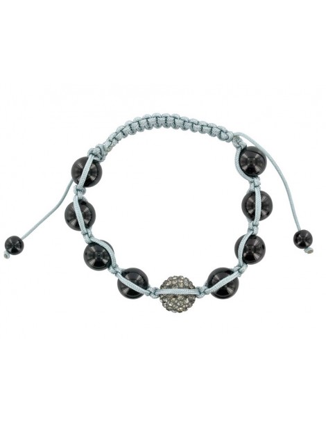 Schwarzes Shamballa-Armband mit Kristallkugel und Onyxkugeln