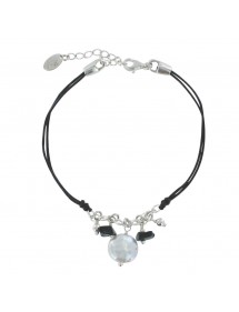 Armband schwarze Kordel mit Agathe schwarzen und weißen Perlen 3180765 îlOcéane 29,90 €
