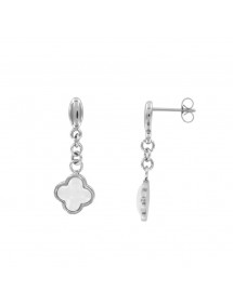 Steel and white ceramic pendant earrings 3131351B One Man Show 24,00 €