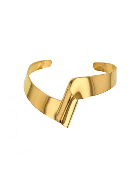 Bracelet rigide forme courbe en acier doré