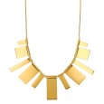 Necklace plastron shapes rectangles steel yellow