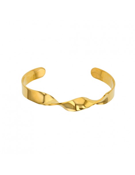 Bracelet rigide spirale en acier doré