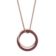 Pink steel necklace with 2 rings including a glittery plum