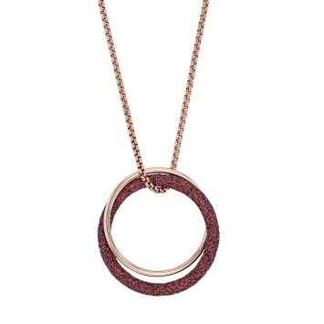 Collier acier rose avec deux anneaux dont un pailleté prunes 317251RP One Man Show 56,00 €