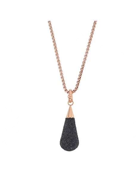 Pink steel water drop necklace covered with plum glitter 317252RP One Man Show 59,90 €