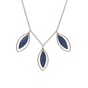 Leaf shaped necklace in pink steel and glittery blue 31710420R One Man Show 63,90 €