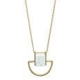 Golden steel necklace with imitation marble synthetic stone