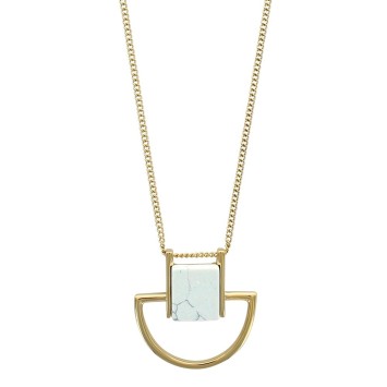 Golden steel necklace with imitation marble synthetic stone 317422 One Man Show 54,00 €