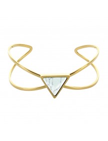 Bracelet manchette acier doré triangle et pierre imitation marbre 318375 One Man Show 39,90 €