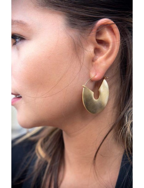 Open round steel earrings