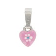 Pendant pink heart for girl rhodium silver