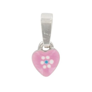 Pendant pink heart for girl rhodium silver 3161078 Suzette et Benjamin 18,00 €