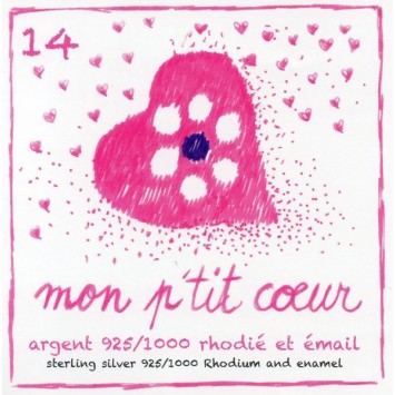 Pendant pink heart for girl rhodium silver 3161078 Suzette et Benjamin 18,00 €