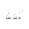 Triangle earrings 1 steel ball and 1 pink steel ball