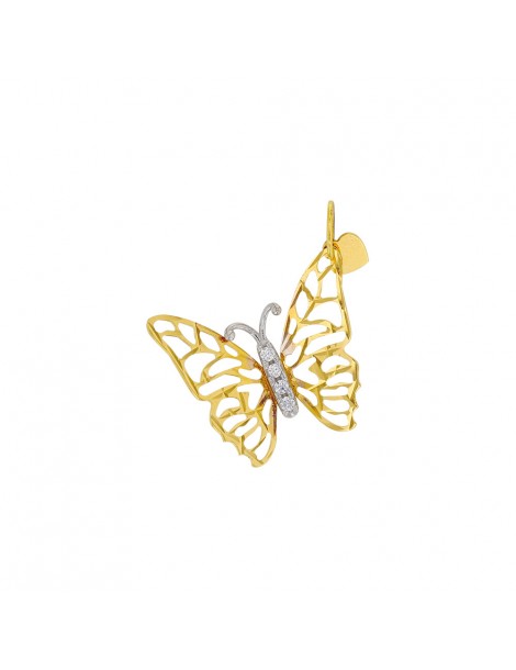 Pendentif papillon ajouré en or et oxydes de zirconium