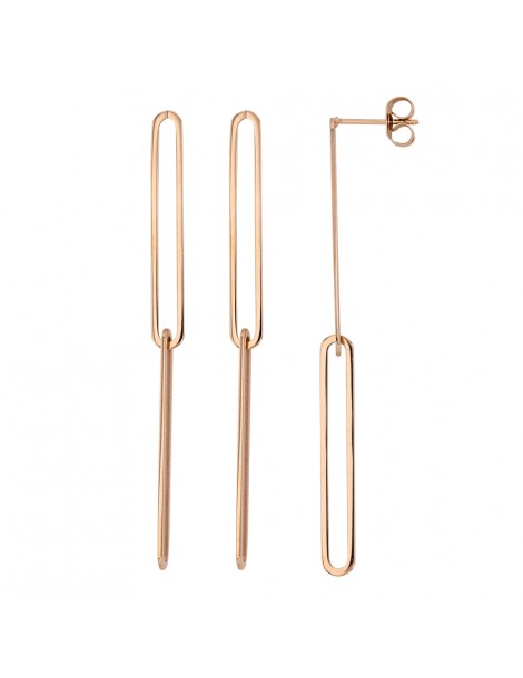 Boucle d'oreilles pendantes en forme de trombone en acier doré rose