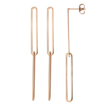 Boucle d'oreilles pendantes en forme de trombone en acier doré rose 313420R One Man Show 27,00 €
