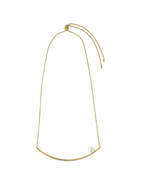 Runde Halskette aus Gold mit einer synthetischen Perle