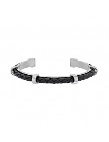 Open steel bracelet with a black synthetic drawstring 318028 One Man Show 39,90 €