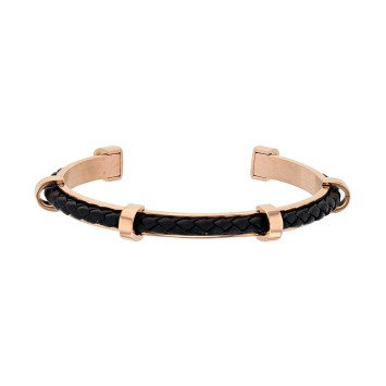 Pink steel open bracelet with a black synthetic drawstring 318028R One Man Show 39,90 €