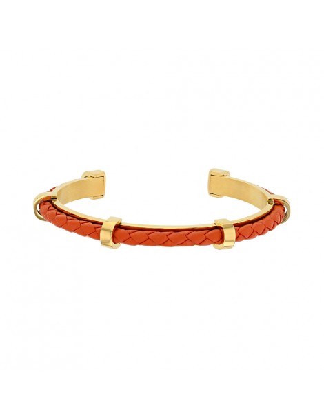 Open gold steel bracelet with a synthetic coral cord 318028D One Man Show 39,90 €