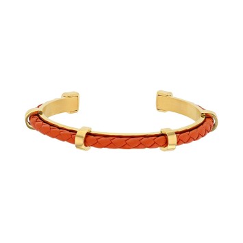 Open gold steel bracelet with a synthetic coral cord 318028D One Man Show 39,90 €