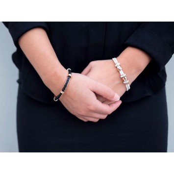 Bracelet cordon blanc et perles acier ornées de pierres synthétiques 318029 One Man Show 34,90 €