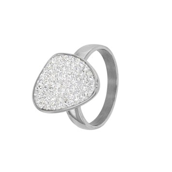 Rounded steel ring decorated with white synthetic stones 311695 One Man Show 46,00 €