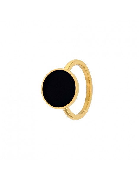 Round steel ring in black enamel