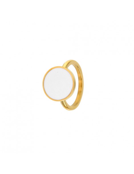 Round yellow steel ring in white enamel 311390D One Man Show 29,90 €