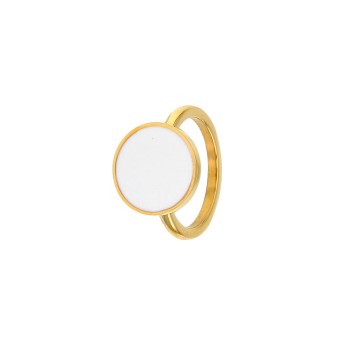 Round yellow steel ring in white enamel 311390D One Man Show 29,90 €
