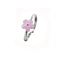 Flower Ring in Rhodium Silver - Pink